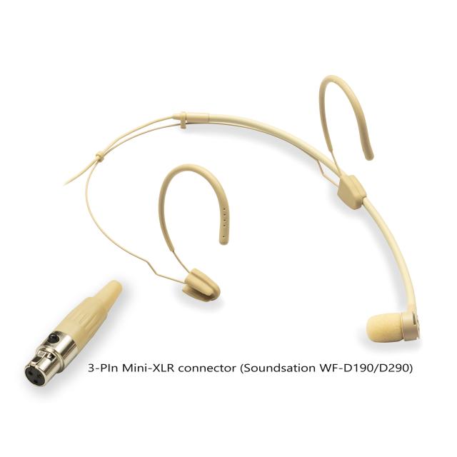 Mic. ad Archetto Cardioide, mini-XLR 3-Pin, Beige (per Soundsation WF-D190-D290)