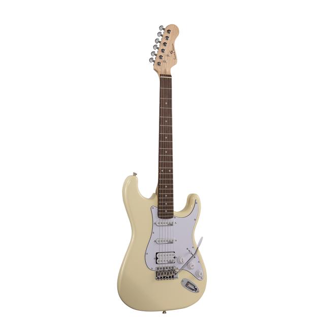 Chitarra elettrica double cutaway con 2 single coil + humbucker splittabile e meccaniche autobloccanti (equipaggiata Wilkinson, tastiera eco-rosewood)
