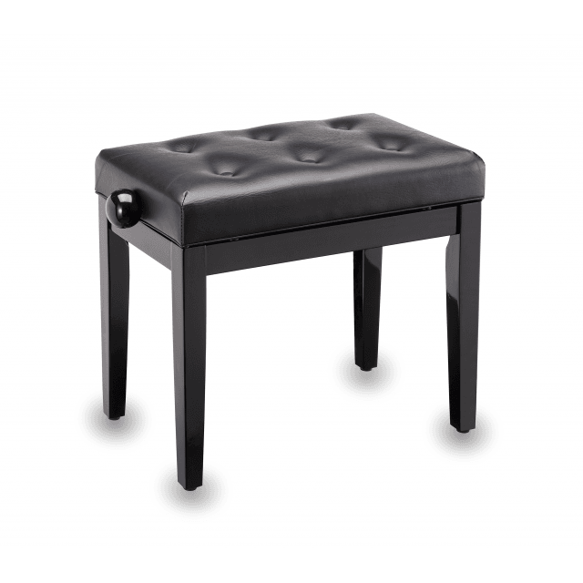 Adjustable glossy finish piano bench with chesterfield seat