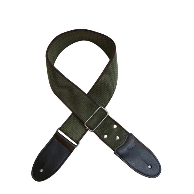 Cotton strap for guitar/bass with real leather ends