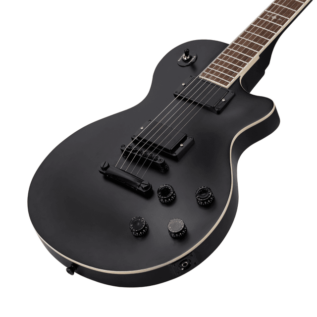 Arch top cutaway electric guitar with 2 humbuckers and set-in neck