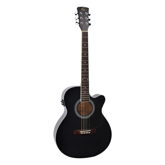 Mini jumbo cutaway acoustic guitar with spruce top and preamp