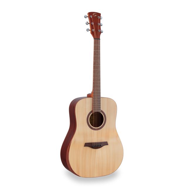 Dreadnought acoustic guitar with mahogany armrest