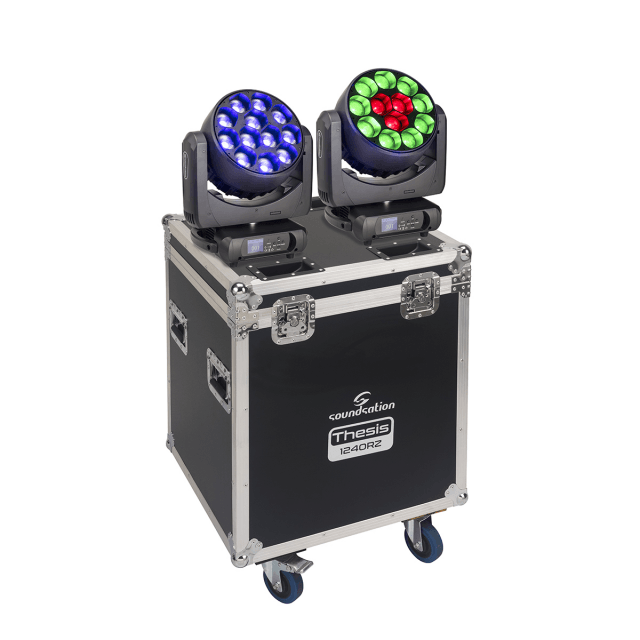 2x THESIS 1240RZ Moving Head Set with Flight Case