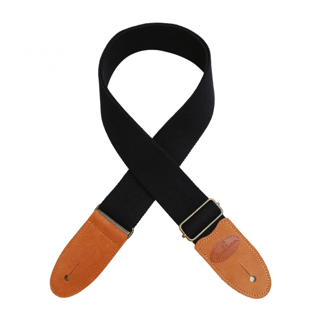 Cotton strap for guitar/bass with real suede leather ends