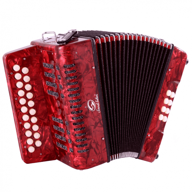G/C celluloid diatonic accordion with bass register