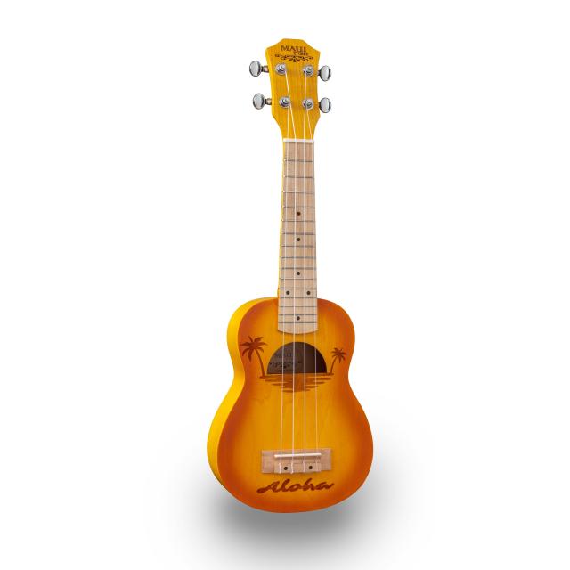 Ukulele soprano con disegno intarsiato e borsa