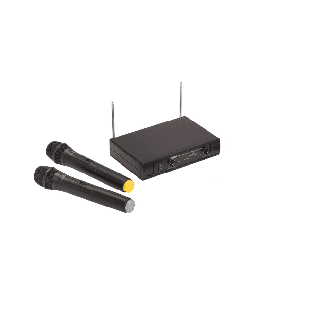 Dual VHF Plug and Play Wireless Microphone with 2 Handheld Mics (205.75 MHz - 209.8 MHz)