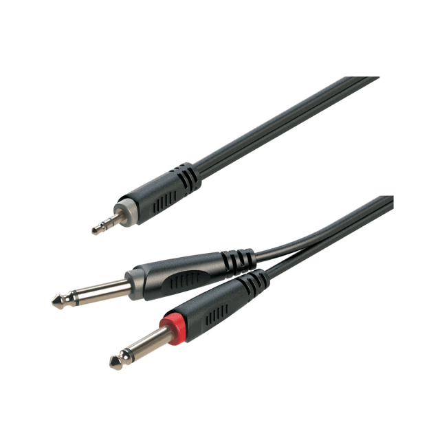 Cavo adattatore a Y 3.5mm Jack maschio STEREO - 2x6.3mm Jack maschio MONO / 3mt