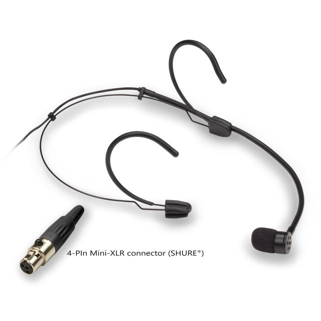 Mic. ad Archetto Cardioide, mini-XLR 4-Pin, Nero (tipo Shure®)