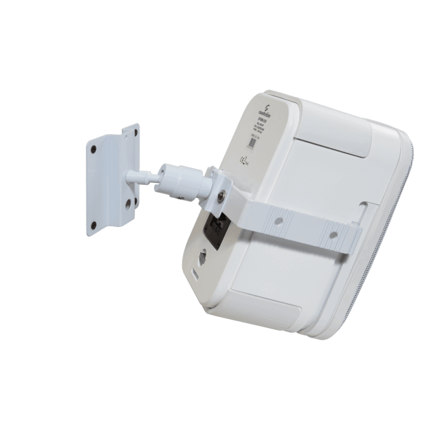 Wall mount white speaker stand with omniball system