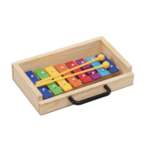8 note glockenspiel with colorful steel sound bars in C tune