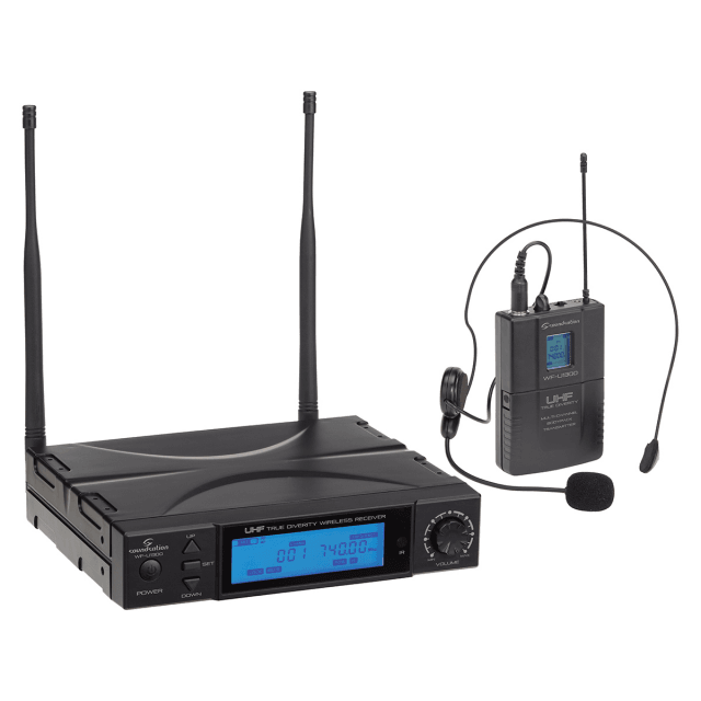 True Diversity 300-CH Wireless Microphone System with pocket transmitter and Headset