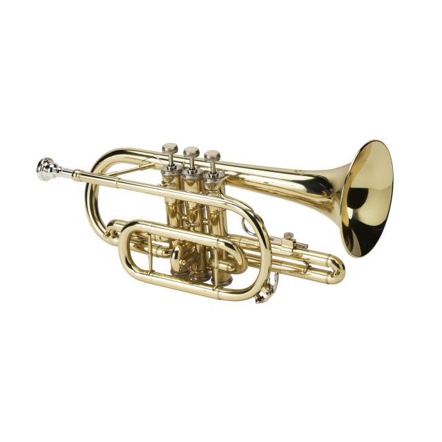 Bb cornet in gold lacquered finish