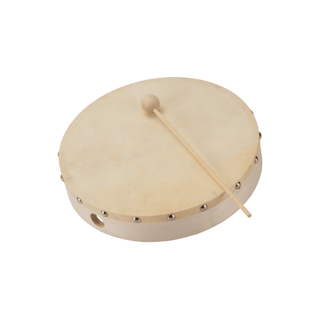 6" maple tambourine with beater and natural skin head