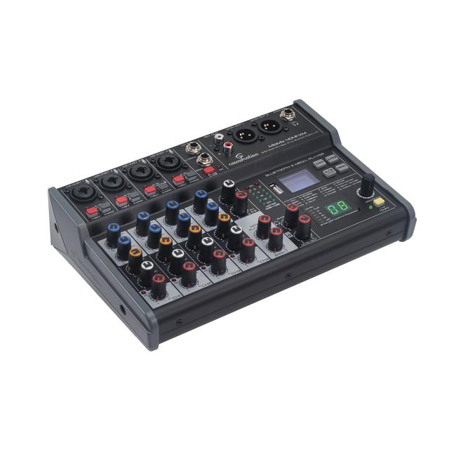 Mixer Audio Professionale 6-Canali con Lettore USB, BT e Multi-Effetto Digitale a 24-bit