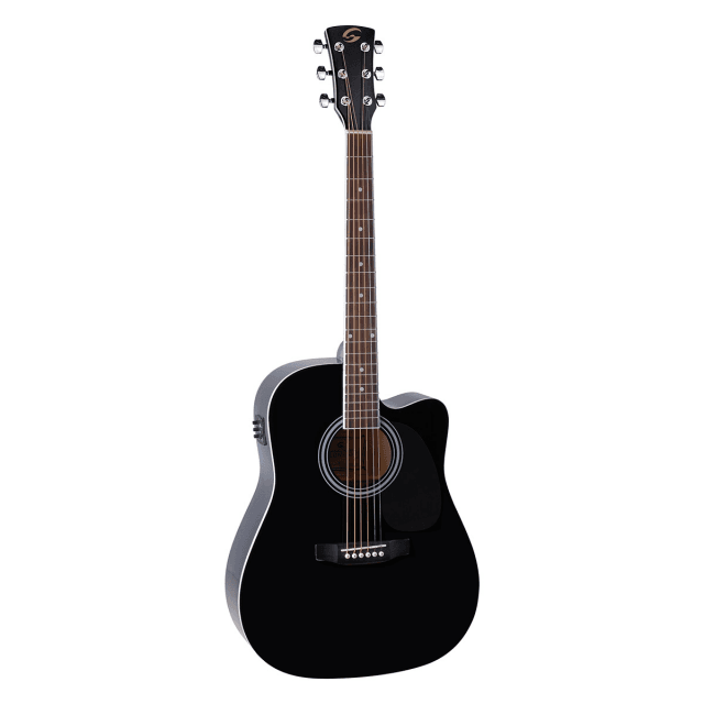 Dreadnought cutaway acoustic guitar with spruce top and preamp