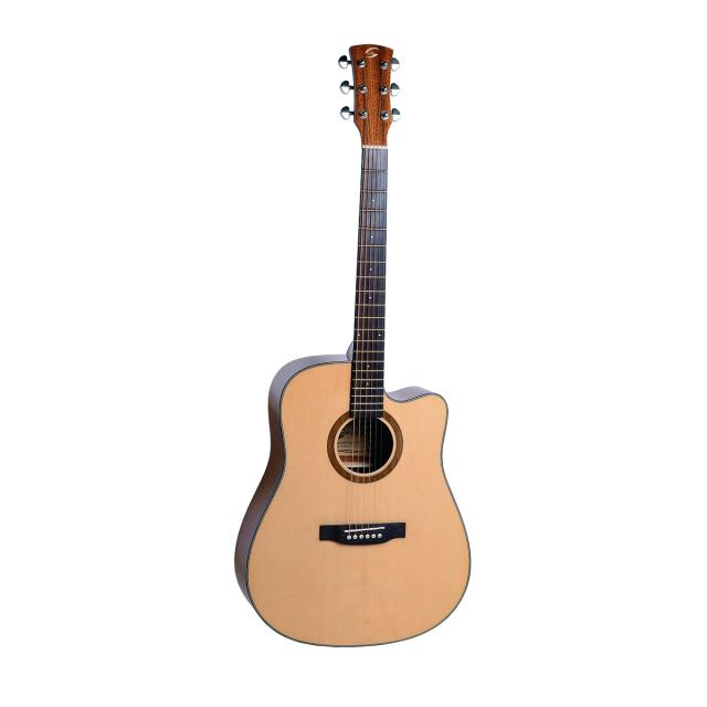 Chitarra acustica Dreadnought cutaway elettrificata con finitura lucida