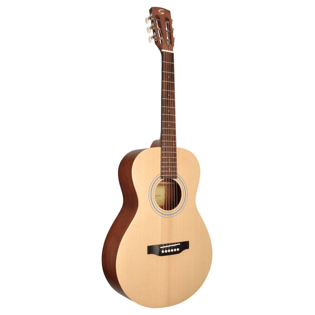 Parlor acoustic guitar in open pore satin finish