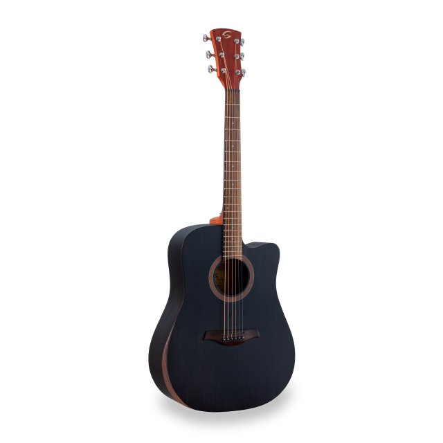Dreadnought cutaway acoustic guitar with armrest and preamp