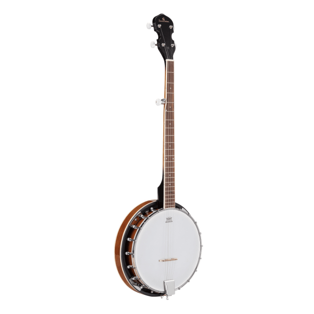 Banjo featuring sapele mahogany body and REMO head