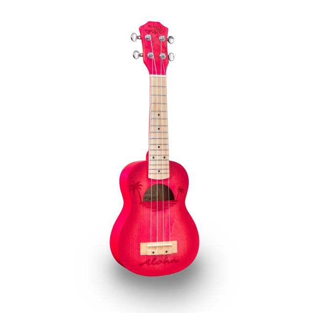 Ukulele soprano con disegno intarsiato e borsa