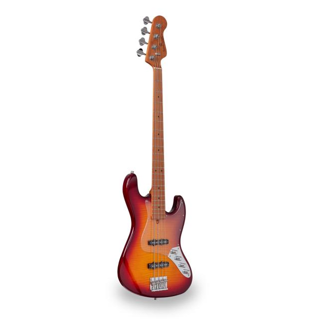 Electric bass with flamed top, roasted maple freboard and neck (4 strings)
