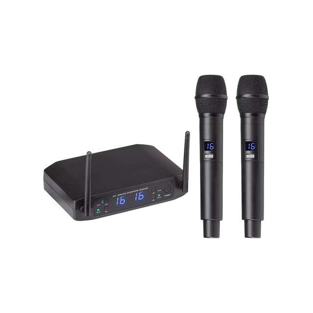 UHF Dual 16-Channel Wireless System with two handheld mics UK plug