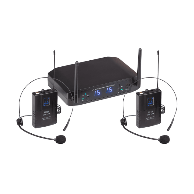UHF Dual 16-Channel Wireless System with two headset mics and two bodypacks
