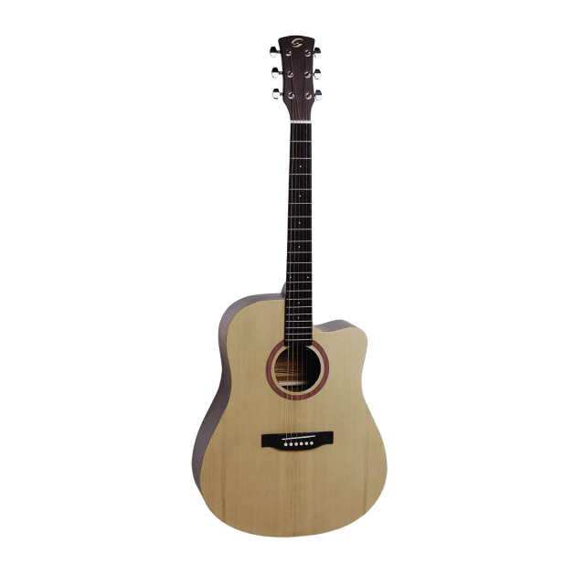 Dreadnought cutaway acoustic guitar in open pore satin finish w/preamp