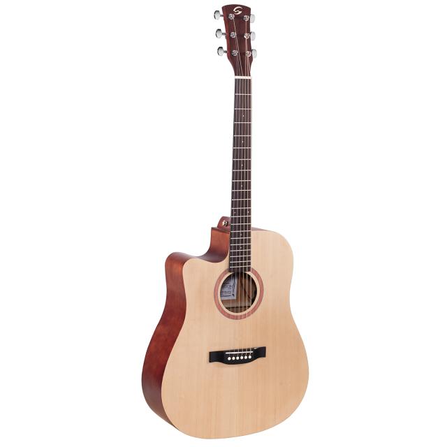 Chitarra acustica mancina Dreadnought cutaway in finitura open pore satinata con preamp