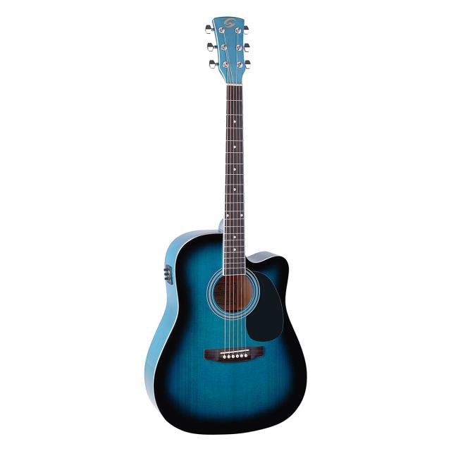 Dreadnought cutaway acoustic guitar with spruce top and preamp