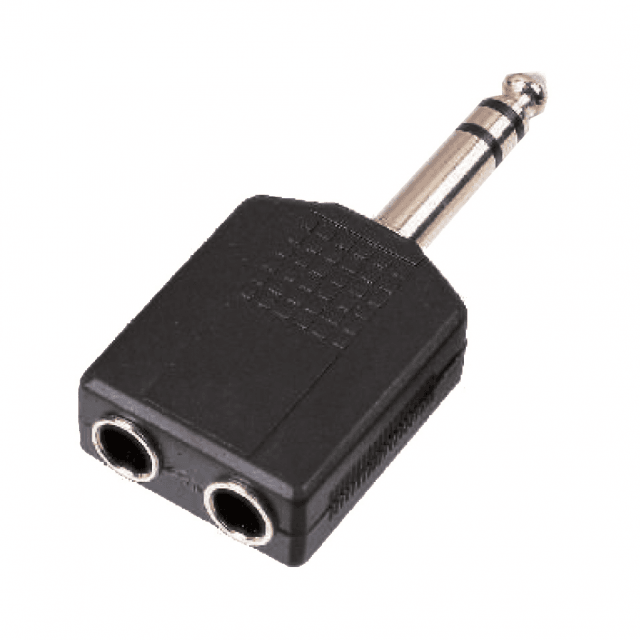 Adattatore Jack Maschio 6.3mm STEREO - 2 Jack Femmina 6.3mm STEREO (conf. 1 pezzo)